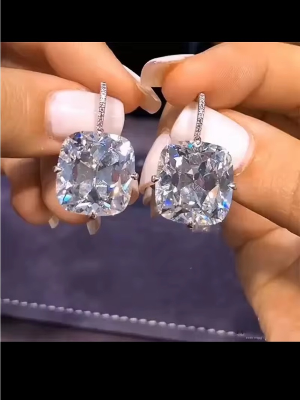 Classic Cushion-Cut Clear Crystal Drop Earrings